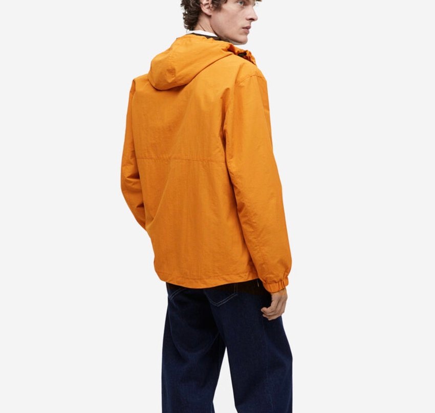 Turuncu Kapüşonlu Erkek Yağmurluk - Görsel 2