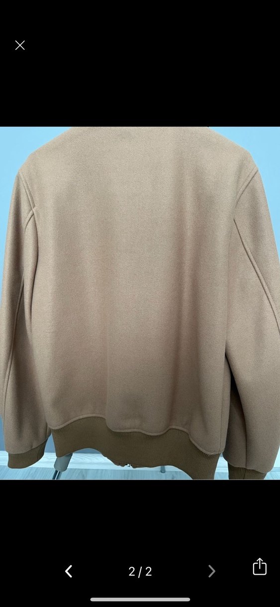 Bej Erkek Fermuarlı Bomber Ceket - Görsel 2