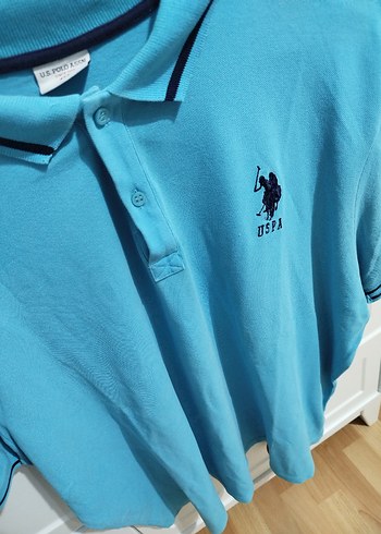 U.S Polo Assn. Mavi Düğmeli Erkek Polo Tişört