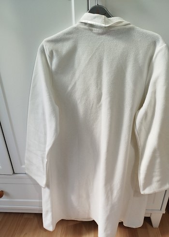 Uzun Kollu Beyaz Midi Sabahlık - Görsel 5