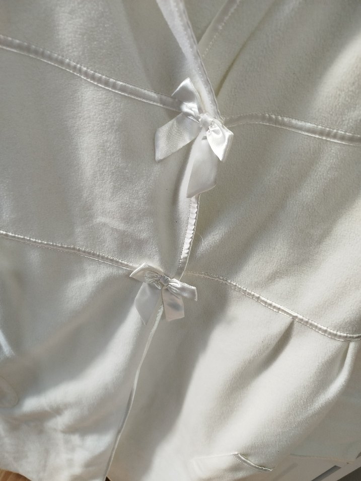 Uzun Kollu Beyaz Midi Sabahlık - Görsel 2