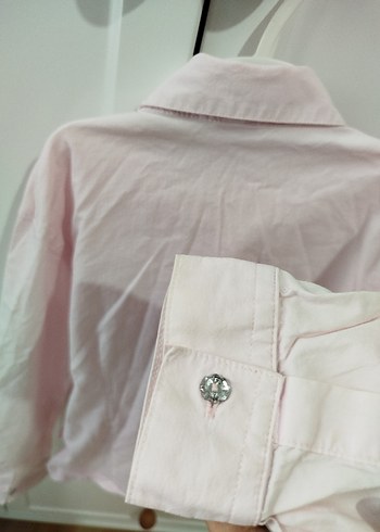 Pembe Uzun Kollu Pamuklu Kız Çocuk Gömlek - Görsel 5