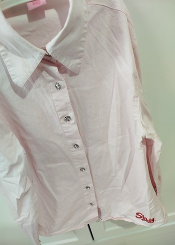 Pembe Uzun Kollu Pamuklu Kız Çocuk Gömlek - Görsel 2