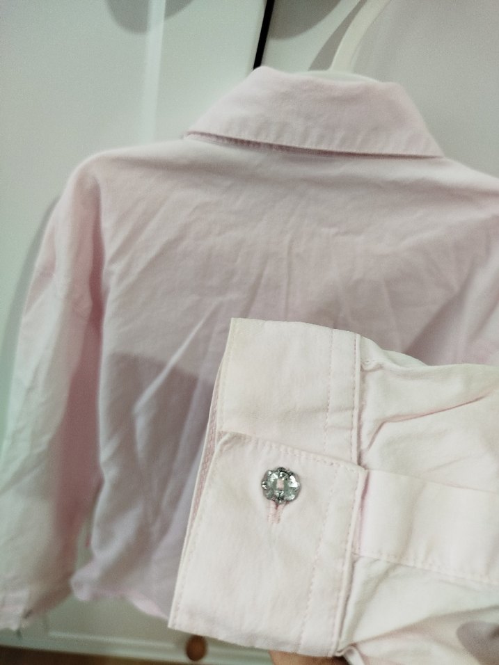 Pembe Uzun Kollu Pamuklu Kız Çocuk Gömlek - Görsel 5