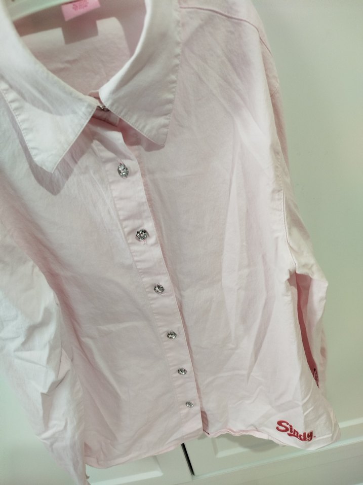 Pembe Uzun Kollu Pamuklu Kız Çocuk Gömlek - Görsel 2