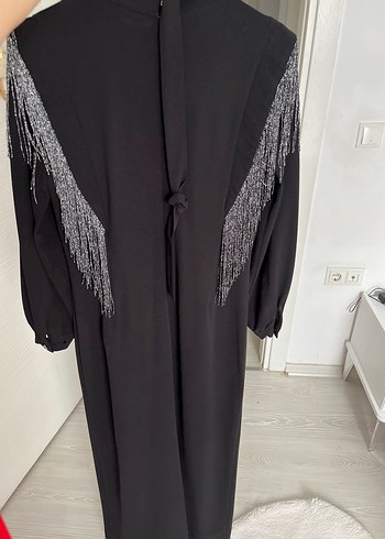 42 Beden siyah Renk Uzun Kollu Siyah Drapeli Hamile Abiye Elbise
