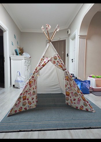 İkea Baskılı Beyaz ve Gri Çocuk Oyun Çadırı - Görsel 3