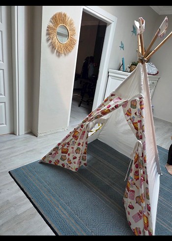 İkea Baskılı Beyaz ve Gri Çocuk Oyun Çadırı - Görsel 4