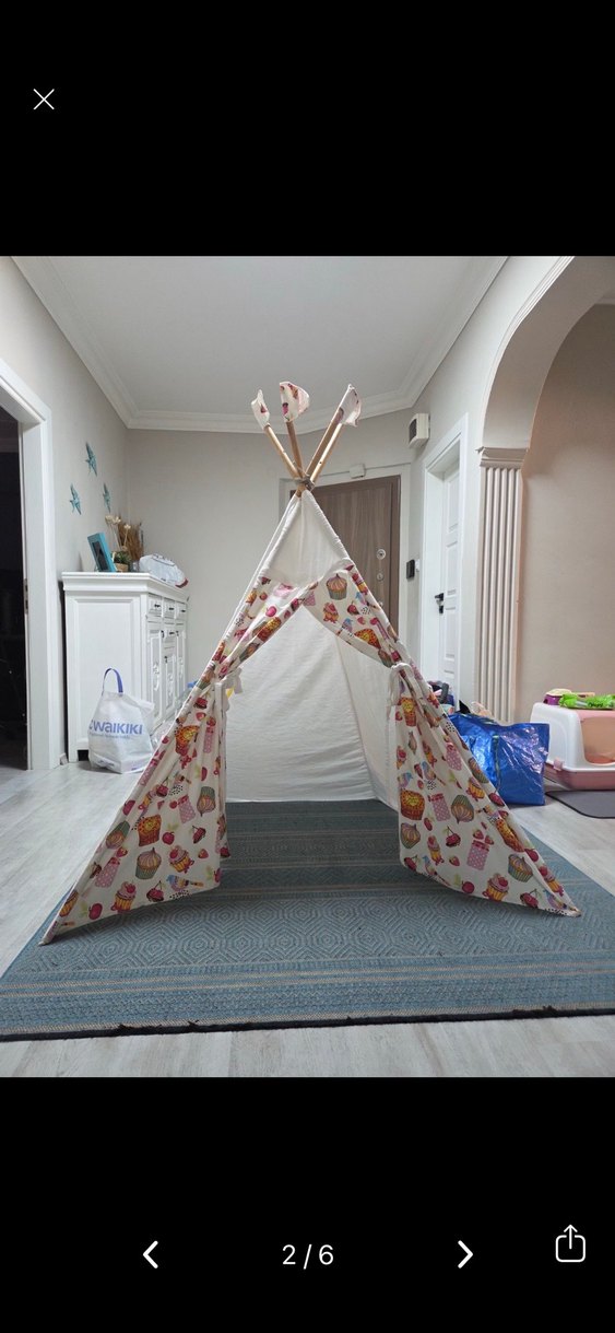 İkea Baskılı Beyaz ve Gri Çocuk Oyun Çadırı - Görsel 3