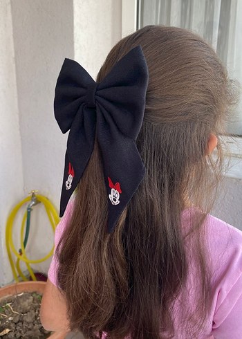 Beden pembe Renk Siyah Mini Mouse Fiyonk Çocuk Saç Tokası