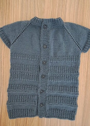 Erkek Çocuk Gri Kısa Kollu Örgü yelek - Görsel 6