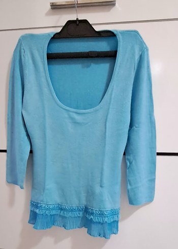 Mavi Rahat Kesim Bluz - Görsel 4