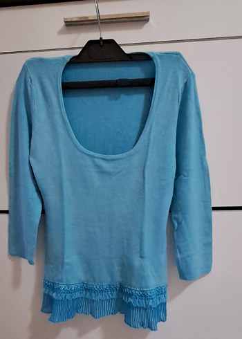 Mavi Rahat Kesim Bluz - Görsel 5