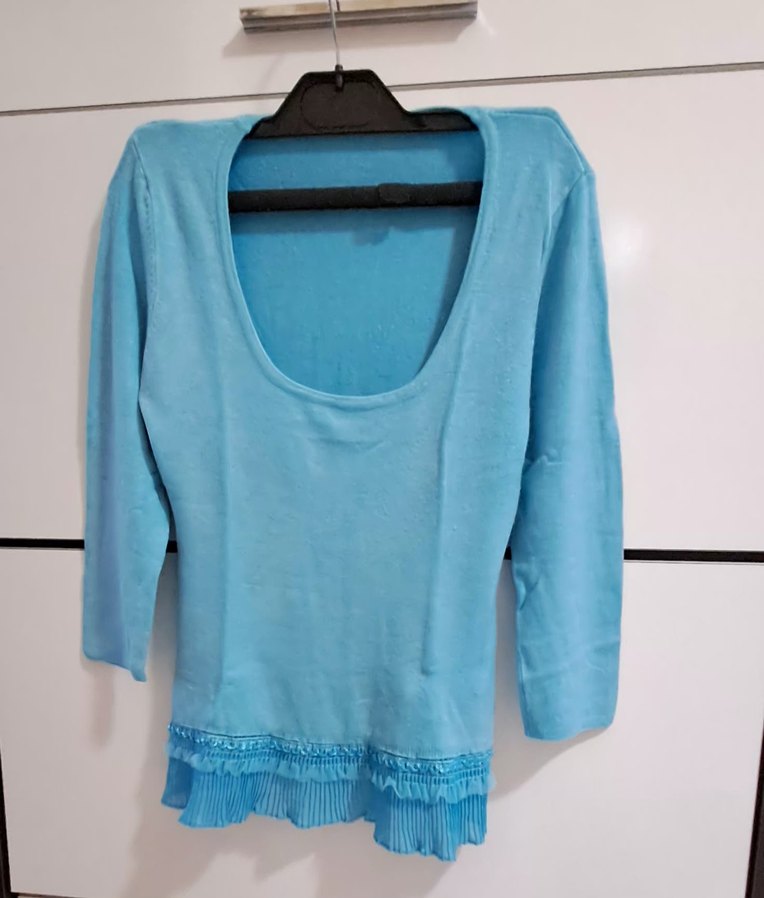 Mavi Rahat Kesim Bluz - Görsel 4