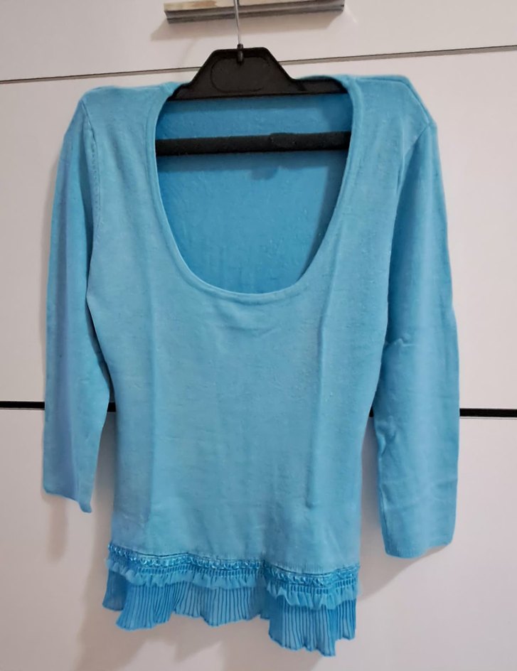 Mavi Rahat Kesim Bluz - Görsel 2