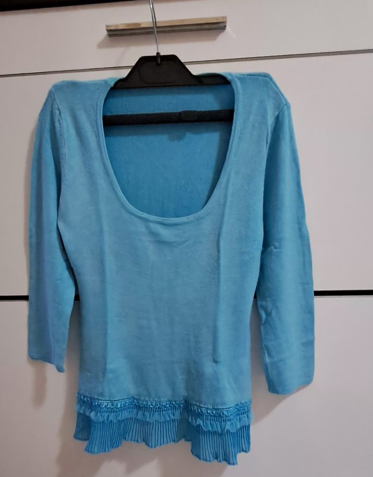 Mavi Rahat Kesim Bluz - Görsel 5