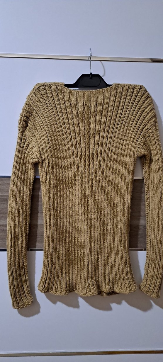 Düğmeli Bej Örgü Kadın Hırka - Görsel 2