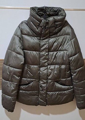 Gri Kürklü Kadın Kışlık mont - Görsel 4