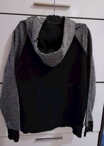 Erkek Gri Kapüşonlu Rahat Sweatshirt - Görsel 2