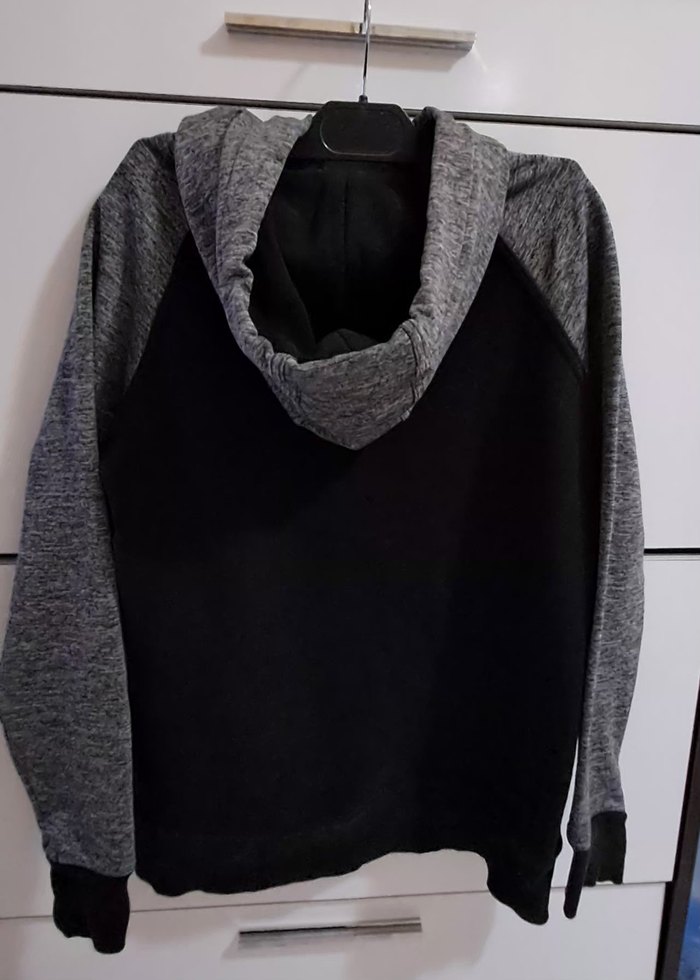 Erkek Gri Kapüşonlu Rahat Sweatshirt - Görsel 2