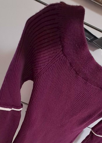 Bordo Kadın Triko Uzun Kollu Kazak - Görsel 5
