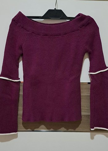 Bordo Kadın Triko Uzun Kollu Kazak - Görsel 6