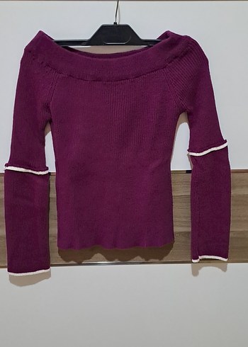 Bordo Kadın Triko Uzun Kollu Kazak - Görsel 7