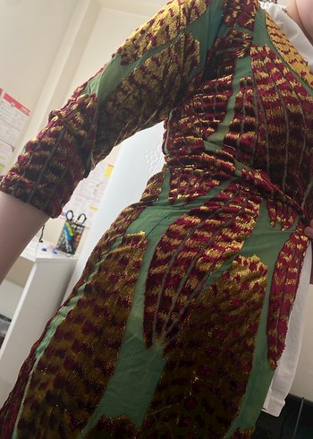 Parlak Desenli Straplez Hamile Tunik