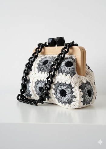 Bohem Ahşap Burs Çanta - Görsel 2