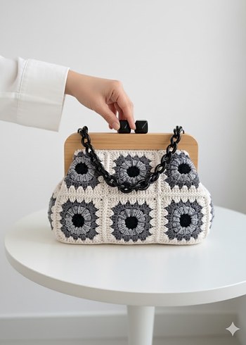 Bohem Ahşap Burs Çanta - Görsel 4