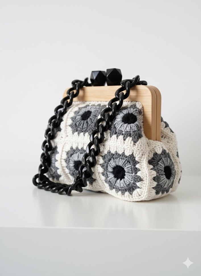 Bohem Ahşap Burs Çanta - Görsel 2