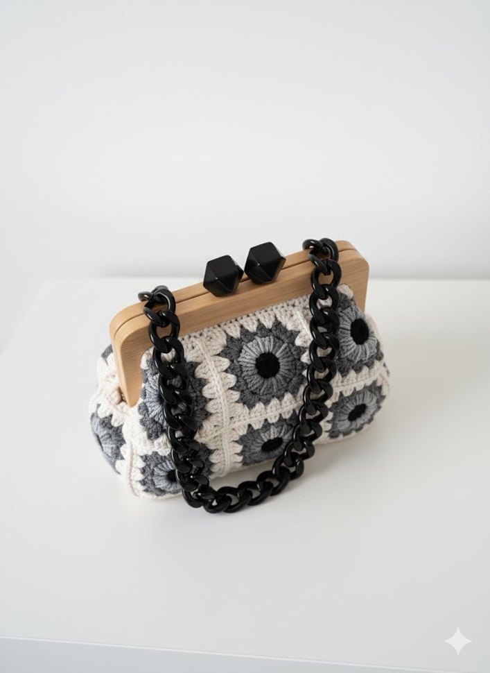 Bohem Ahşap Burs Çanta - Görsel 3