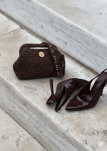 Kahverengi Örgü Kadın Çanta - Görsel 4