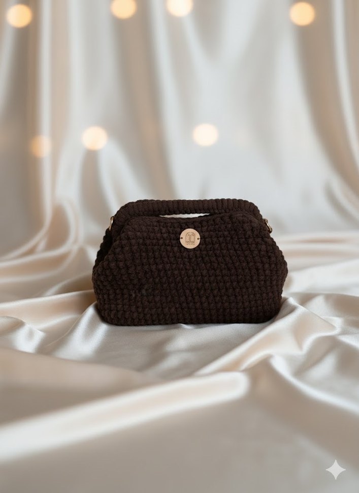 Kahverengi Örgü Kadın Çanta - Görsel 2