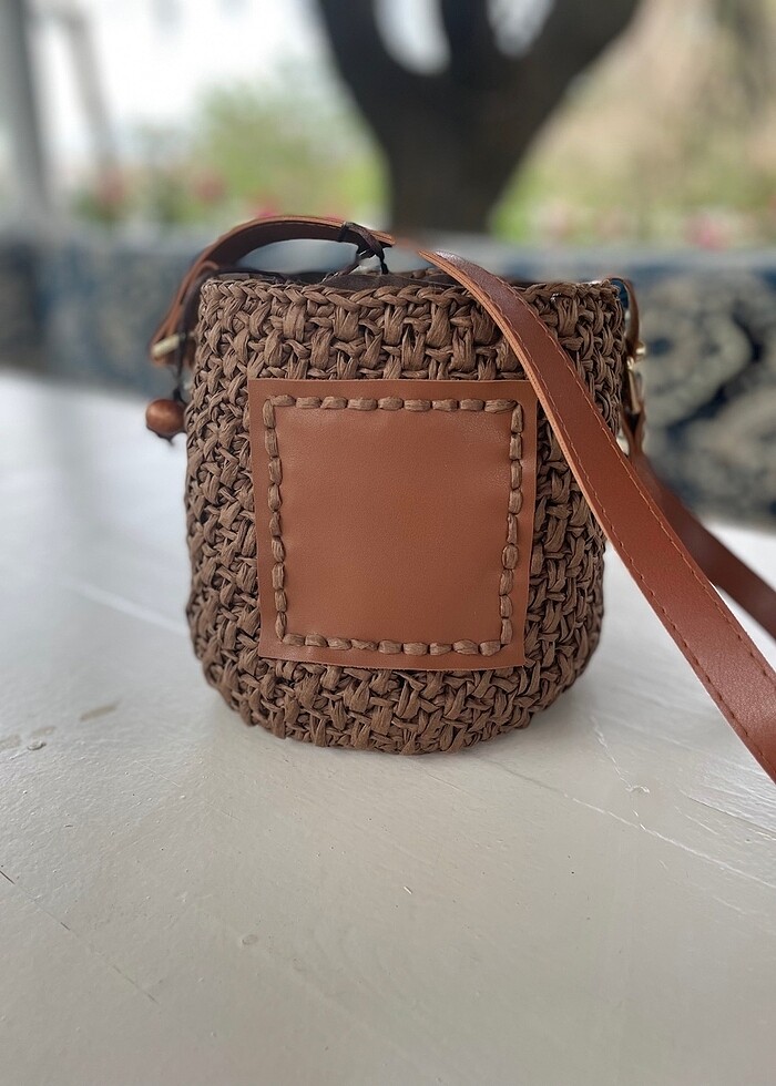 Hasır El yapımı Kova Çanta - Görsel 4