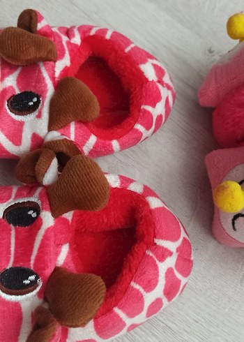 Kızlar için Pembe Leopar Desenli Sıcak Terlik - Görsel 2