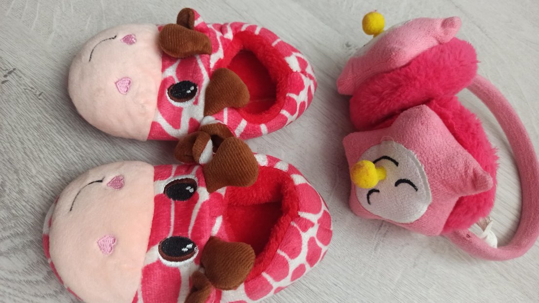 Kızlar için Pembe Leopar Desenli Sıcak Terlik - Görsel 2