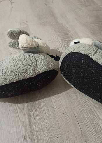 Kız Çocuk Gri Kürklü Tavşan Desenli Ev Terliği - Görsel 5