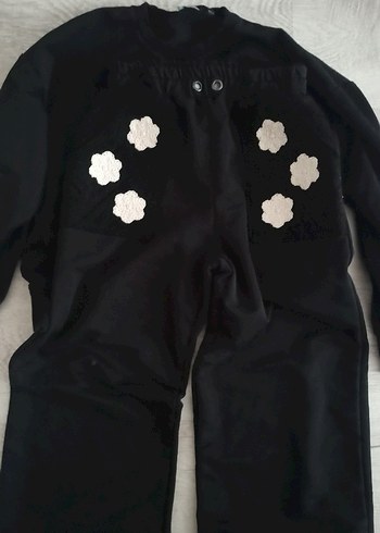 Siyah Düğmeli Kız Eşofman Takımı - Görsel 2