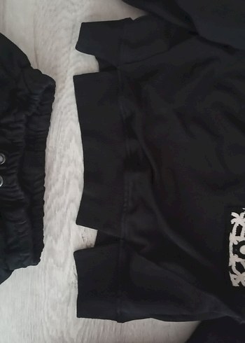 Siyah Düğmeli Kız Eşofman Takımı - Görsel 4