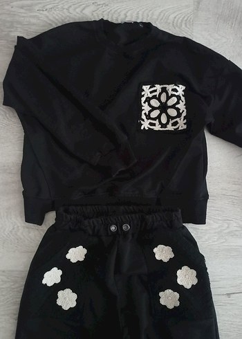 Siyah Düğmeli Kız Eşofman Takımı - Görsel 3