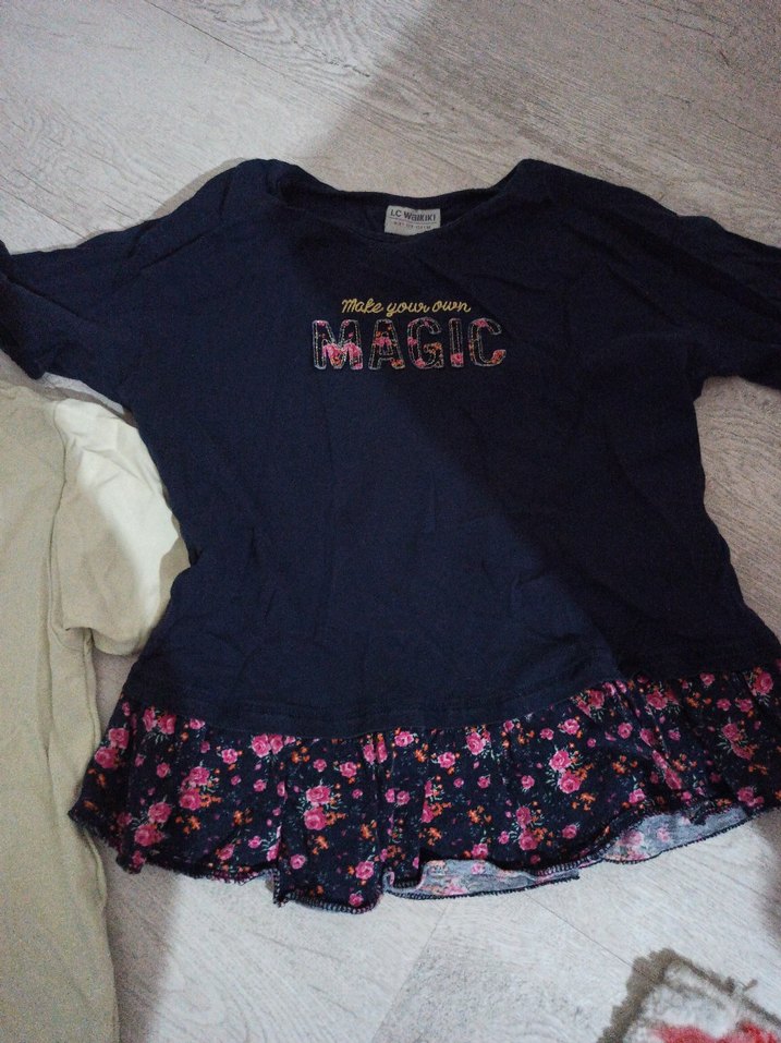 Beyaz Kız Çocuk Pamuklu Kısa Kollu Tişört - Görsel 3