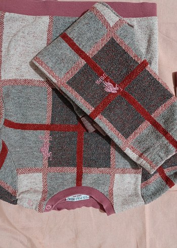 U.S Polo Assn. Kız Çocuk Gri Kareli Triko Eşofman Takımı