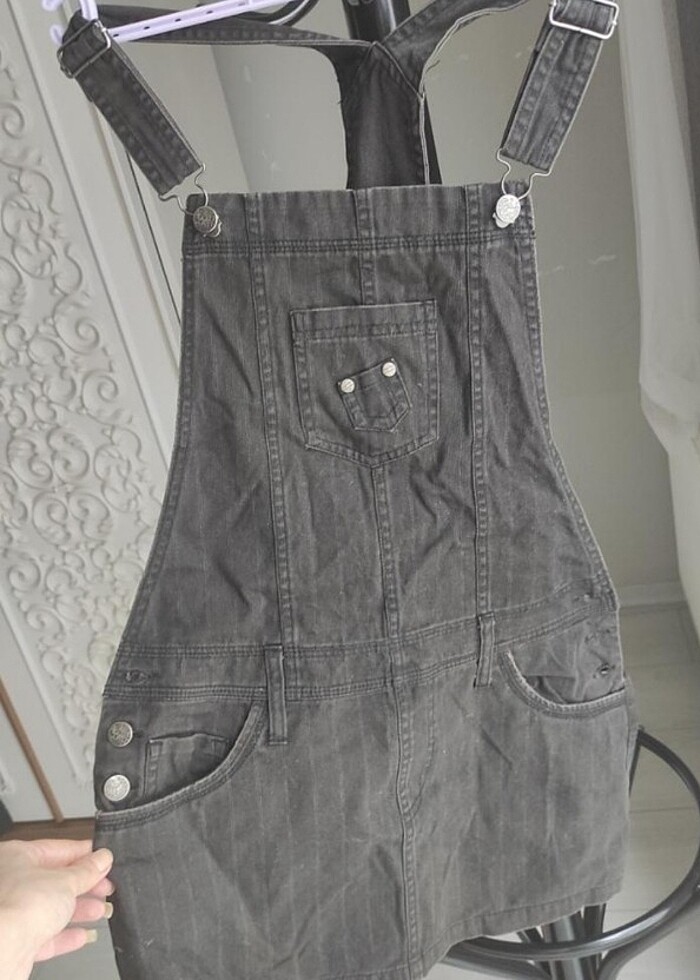 SUBLEVEL Mini Kadın jeans salopet Elbise - Görsel 2