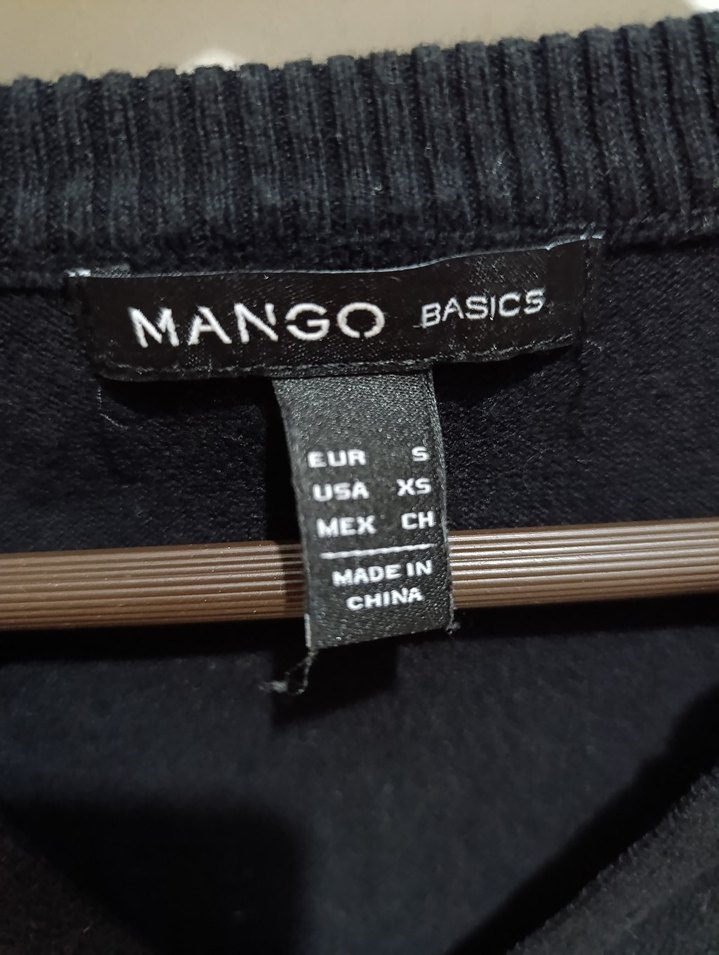 MANGO Siyah V Yaka Triko Elbise — görsel 7/8