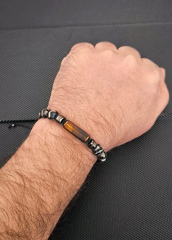 Fosilli Damla Kehribar -Tibet Akiği bileklik - Görsel 4