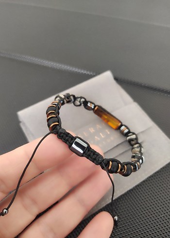 Fosilli Damla Kehribar -Tibet Akiği bileklik - Görsel 7