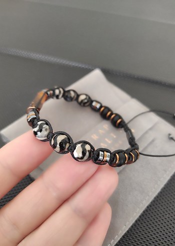 Fosilli Damla Kehribar -Tibet Akiği bileklik - Görsel 5