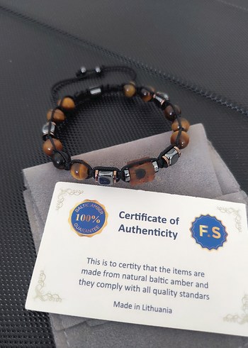 Fosilli Kehribar -Kaplangözü bileklik - Görsel 2