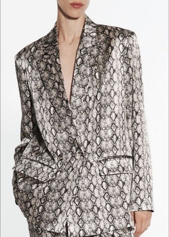 Kahverenkli Desenli Kadın Blazer Ceket